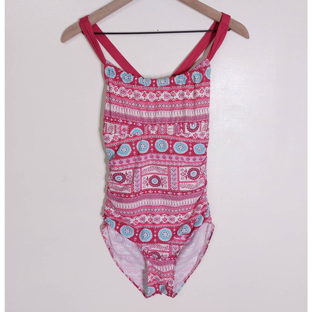 Title Nine Carve Designs Pink One Piece Swimsuit Small NWOT